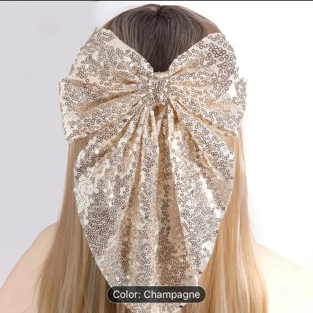 New Coquette Sparkling Sequin Hair Bow for Girl - Coquette Barrettes Elegant